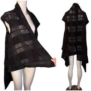 MOYURU Japan Black Asymmetric Duster Vest Jacket Shawl O/S